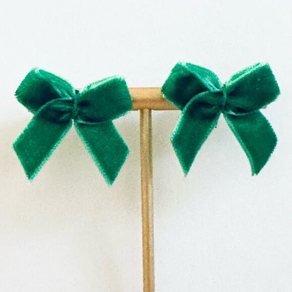 Velvet Bow Stud Earrings - Picture 1 of 1